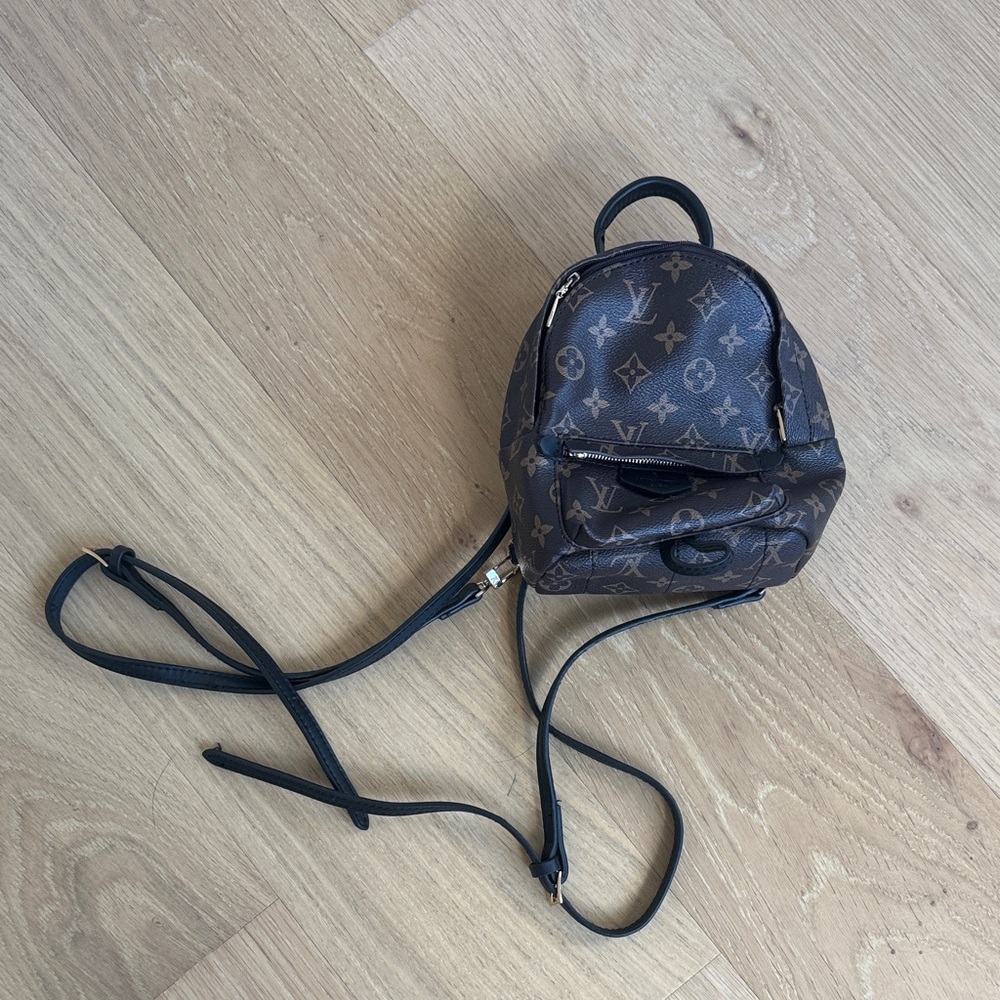 Designer Inspired Brown Mini Backpack